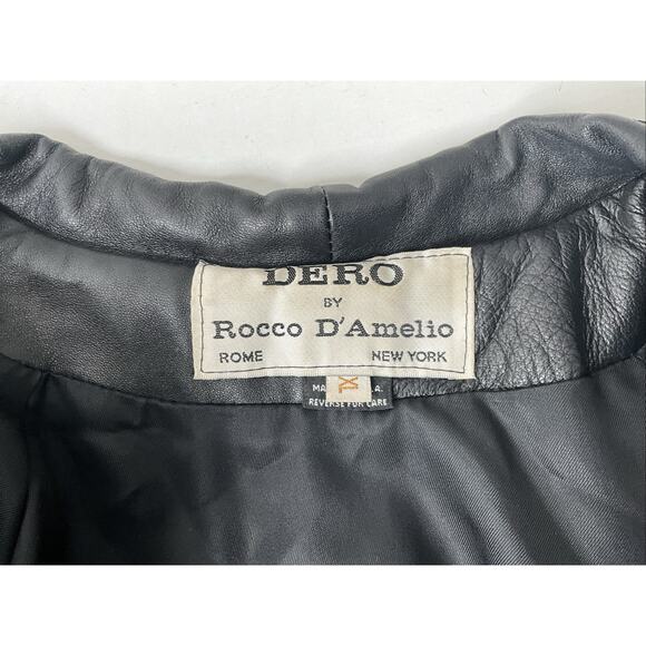 Women's XL Dero by Rocco D'Amelio Vintage Black Leather Mid Length Jacket - Picture 7 of 12